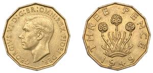 Großbritannien 3 Pence 1949 HP auf der Auktion NOONANS - 3. Oktober 2023