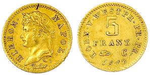Westfalen 5 Franken 1813 C auf der Auktion Teutoburger - 4. Dezember 2023