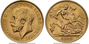 Gran Bretaña 1/2 soberano 1915 BM en subasta Heritage - 21 de diciembre de 2023