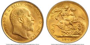 Великобритания Соверен 1906 на аукционе Heritage - 3 июня 2024