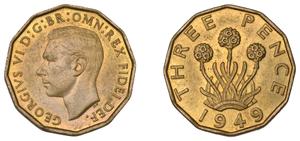 Großbritannien 3 Pence 1949 HP auf der Auktion NOONANS - 6. September 2024