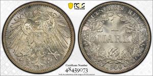 Alemania 1 marco 1909 A en subasta Stephen Album - 26 de enero de 2025