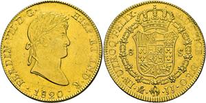 México 8 escudos 1820 Mo JJ en subasta Cayón - 6 de febrero de 2025