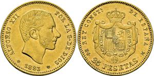 Spain 25 Pesetas 1883 MSM at auction Cayón - February 6, 2025