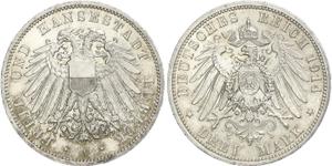 Deutschland 3 Mark 1914 A "Lübeck" auf der Auktion WAG - 16. Februar 2025