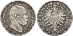 Alemania 2 marcos 1876 A "Prusia" en subasta WAG - 16 de febrero de 2025
