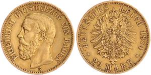 Deutschland 20 Mark 1874 G "Baden" auf der Auktion Teutoburger - 8. März 2025