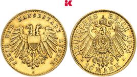 Deutschland 10 Mark 1904 A "Lübeck" auf der Auktion Künker - 21. März 2025