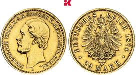 Deutschland 20 Mark 1874 A "Mecklenburg Vorpommern Strelitz" auf der Auktion Künker - 21. März 2025