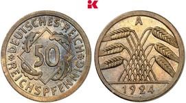 Deutschland 50 Reichspfennig 1924 A auf der Auktion Künker - March 21, 2025