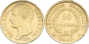 France 20 Francs 1807 A at auction MDC Monaco - March 15, 2025