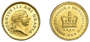 Gran Bretaña 1/3 de guinea 1810 "Segundo busto de laureado" en subasta NOONANS - 6 de marzo de 2025