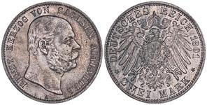 Alemania 2 marcos 1901 A "Sajonia-Altemburgo" en subasta Künker - 7 de marzo de 2025