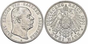 Alemania 2 marcos 1901 A "Sajonia-Altemburgo" en subasta Künker - 7 de marzo de 2025