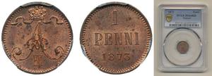 Finland 1 Penni 1873 at auction AB Philea & Myntkompaniet - March 8, 2025