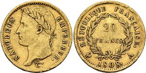 Франция 20 франков 1814 A на аукционе Leu - 17 марта 2025