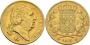 Франция 20 франков 1816 A на аукционе Leu - 17 марта 2025