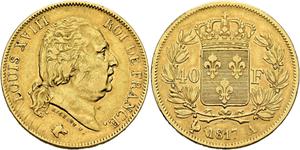 Francja 40 franków 1817 A na aukcji Leu - March 17, 2025