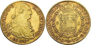 México 8 escudos 1804 Mo TH en subasta Jesús Vico - 27 de marzo de 2025