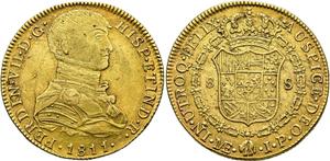 Peru 8 Escudos 1811 JP at auction Jesús Vico - March 27, 2025