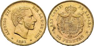 Spain 25 Pesetas 1883 MSM at auction Jesús Vico - March 27, 2025