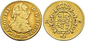 Spain 1/2 Escudo 1786 M DV at auction Jesús Vico - March 27, 2025