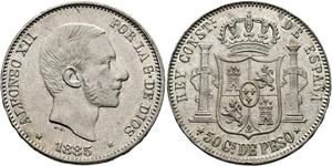 Philippines 50 Centavos 1885 at auction Jesús Vico - March 27, 2025