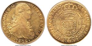 México 8 escudos 1802 Mo FT en subasta Heritage - 14 de abril de 2025