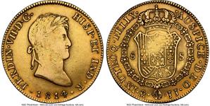 México 8 escudos 1814 Mo JJ en subasta Heritage - 14 de abril de 2025