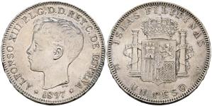 Philippines 1 Peso 1897 SGV at auction ibercoin - April 3, 2025