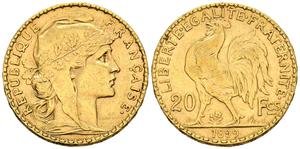 Francja 20 franków 1899 A na aukcji ibercoin - April 3, 2025