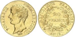 Франция 20 франков AN 12 (1803-1804) A "CONSUL" на аукционе WAG - 6 апреля 2025