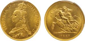 Großbritannien 5 Pfund 1887 JEB "Jubiläumsporträt" auf der Auktion GINZA - 12. April 2025