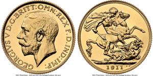 Великобритания Соверен 1911 BM на аукционе Heritage - 2 мая 2025