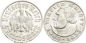 Germany 5 Reichsmark 1933 D "Martin Luther" at auction Busso Peus - April 30, 2025