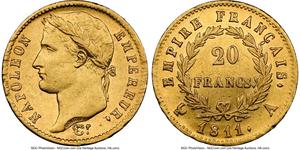 Франция 20 франков 1811 A на аукционе Heritage - 28 апреля 2025