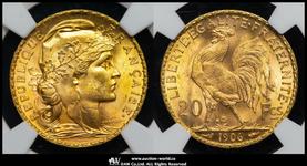 Francja 20 franków 1906 A na aukcji Auction World - 20 kwietnia 2025