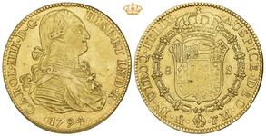 Mexico 8 Escudos 1794 Mo FM at auction Oslo Myntgalleri - May 11, 2025