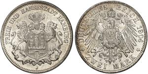 Германия 2 марки 1904 J "Гамбург" en subasta Grün - 14 de mayo de 2025