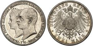 Германия 2 марки 1904 A "Мекленбург-Шверин" на аукционе Grün - 14 мая 2025