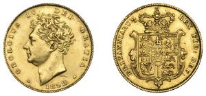 Wielka Brytania 1/2 suwerena 1828 na aukcji NOONANS - 30 kwietnia 2025