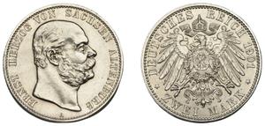 Alemania 2 marcos 1901 A "Sajonia-Altemburgo" en subasta NOONANS - 30 de abril de 2025