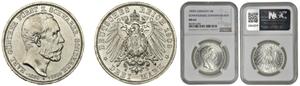 Alemania 3 marcos 1909 A "Schwarzburgo-Sondershausen" en subasta NOONANS - 30 de abril de 2025