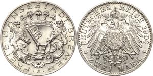 Германия 2 марки 1904 J "Бремен" на аукционе Höhn - 22 мая 2025