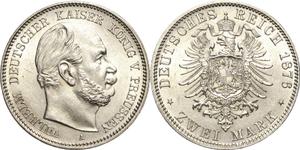 Alemania 2 marcos 1876 A "Prusia" en subasta Höhn - 22 de mayo de 2025