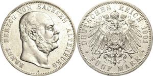 Германия 5 марок 1901 A "Саксен-Альтенбург" на аукционе Höhn - 22 мая 2025