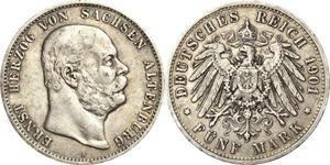 Германия 5 марок 1901 A "Саксен-Альтенбург" на аукционе Höhn - 22 мая 2025