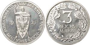 Германия 3 рейхсмарки 1925 A "Рейнланд" на аукционе Höhn - 22 мая 2025