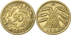 Deutschland 50 Reichspfennig 1924 A auf der Auktion Höhn - May 22, 2025