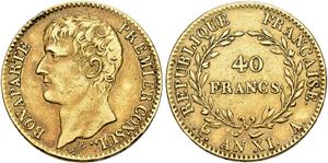 Франция 40 франков AN XI (1802-1803) A на аукционе SINCONA - 28 мая 2025